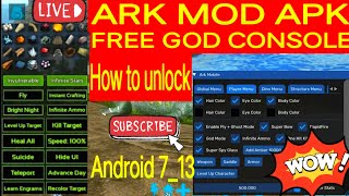 ARK MOBILE MOD APK | 😱FREE GOD CONSOLE |🤑 UNLIMITED AMBER |SETUP FULL TUTORiAL | ☝FREE LEVEL UP#ark