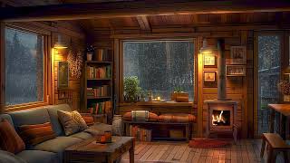 Relaxing Night Retreat | Fireplace Ambiance, Thunderstorm Sounds for Cozy Serenity
