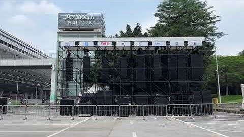 FDB Audio outdoor line array demo at prolight+sound (Guangzhou)，3-way double 12"line array DLA612