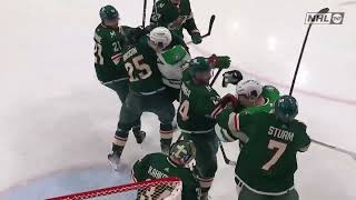 Matt Dumba And Jason Robertson Exchange Punches In Scrum