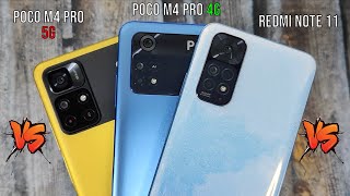 Poco M4 pro 4G vs Redmi Note 11 vs Poco M4 Pro 5G: Speed Test | Camera Comparison