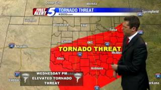 Tuesday night forecast: Tornado threat Wednesday