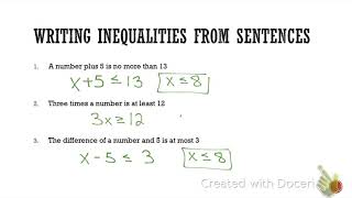Inequalities Quiz Review