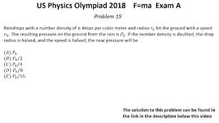 US F=ma Physics Olympiad 2018. First Round. Exam A. Problems 17-20 of 25. Mechanics