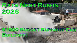 1967 Bentley burnout car destroys the tires! Rats Nest Run-In 2026 Budget Burnout Build Competition!