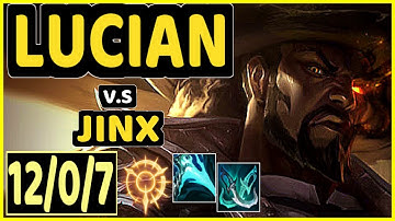 FORG1VEN (LUCIAN) vs JINX - QUADRAKILL 12/0/7 KDA BOTTOM ADC GAMEPLAY - EUW Ranked DIAMOND