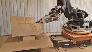 MDF milling with idustrial robot. KUKA KR240 R2900 KRC4 #sprutcam #robot #cnc #molds #woodcarving