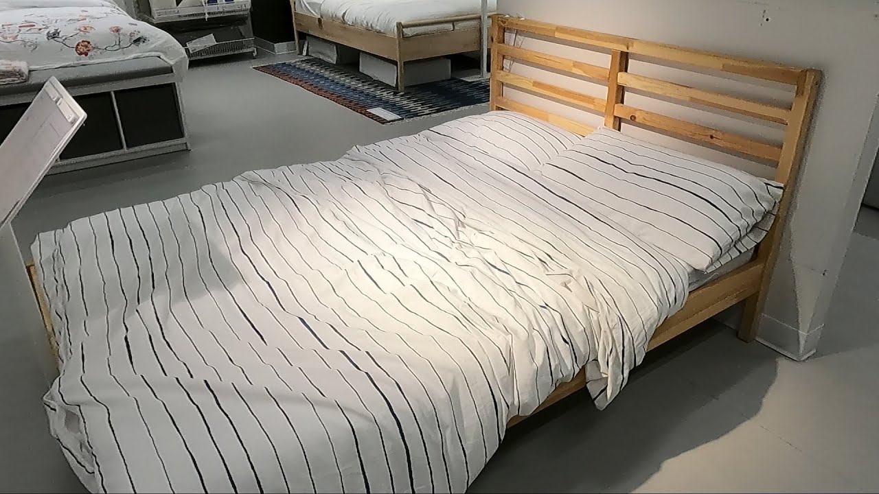 IKEA TARVA QUEEN SIZE BED FRAME SOLID PINE WOOD CLOSER LOOK IKEA