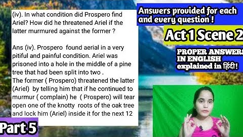 The Tempest : Act 1 Scene 2 - Workbook Ans part 5(Extract 9 & 10); by Shakespeares fantasies  Hindi