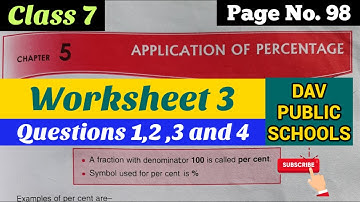 DAV class 7 maths chapter 5 applications of Percentage Worksheet 3