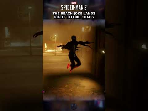 The beach joke lands right before chaos | Marvel's Spider-Man 2 #Shorts