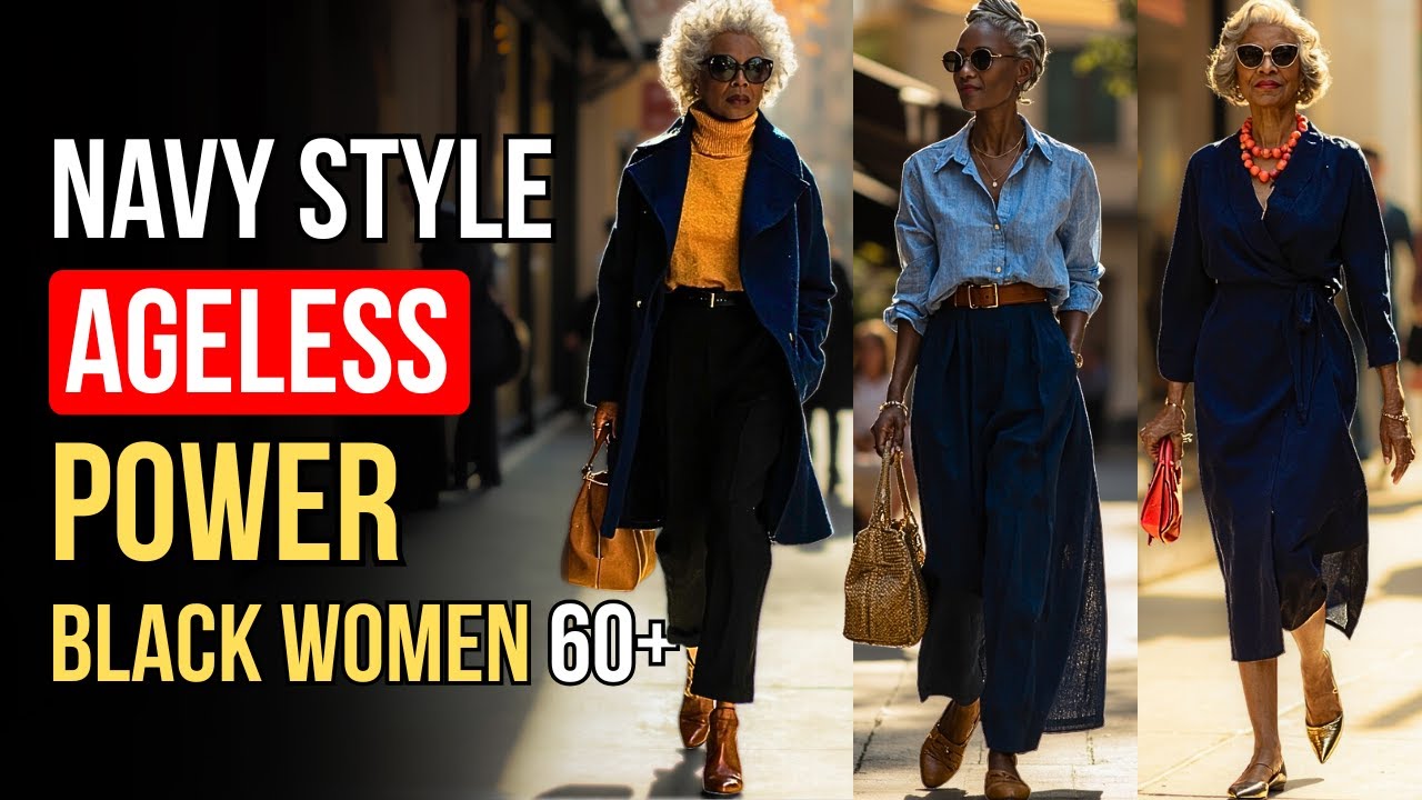 How to Look Effortlessly Expensive in Navy Blue for Older Black Women | Women Over 60 Fashion