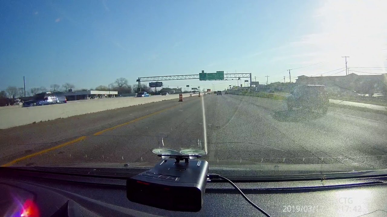 Truck takes out construction barrel causing Chaos.