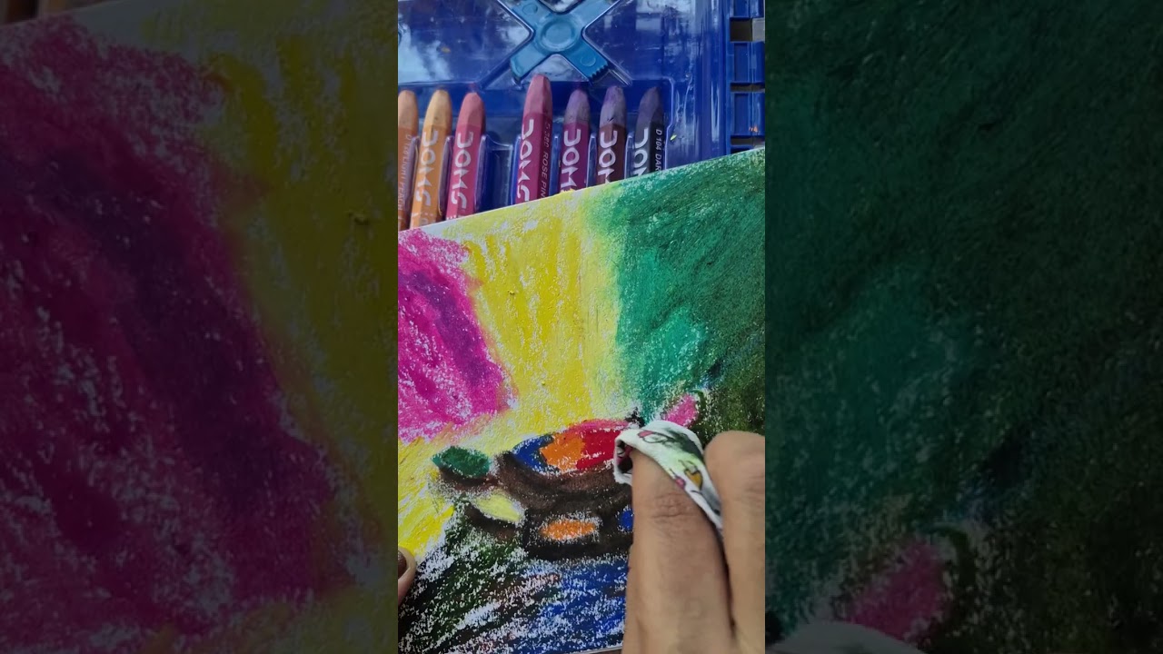 Holi painting oil pastels 