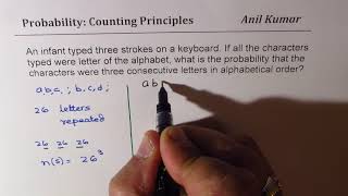Probability of an Infant typing three consecutive letter