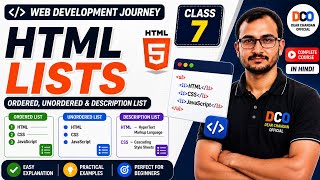HTML Lists Explained in Hindi | Ordered, Unordered & Description Lists | HTML Complete Course