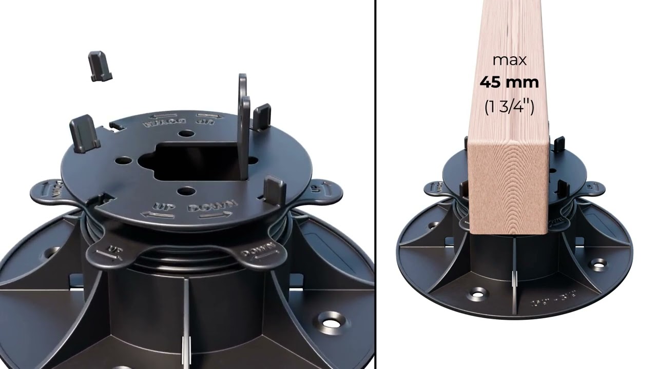 CLEVER LEVEL · nem justering af terrassen med terrassefødder