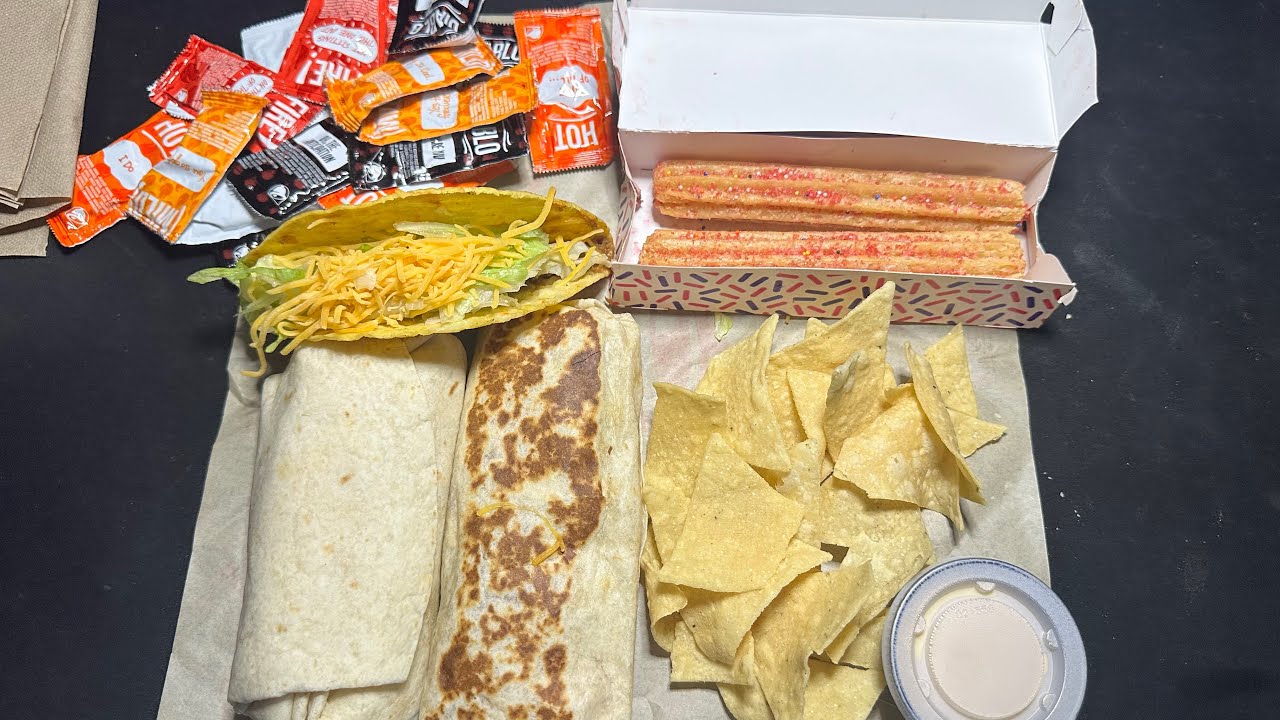 ASMR Taco Bell New Milk Bar Birthday Cake Churros, Tacos, Burritos, Chips, whispered rambling