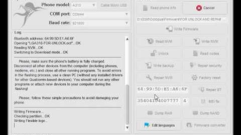 LG A310 - Write firmware, unlock and repair IMEI by Octopus box