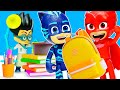 Vamos comprar o material escolar com os PJ Masks! História infantil para crianças.