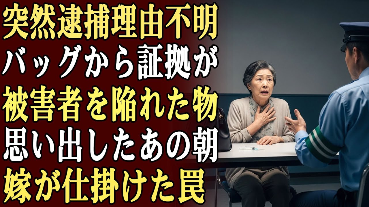 私は突然警察に逮捕された。警察は私のハンドバッグを開けてこう言った。「これこそが被害者を陥れた物だ」その瞬間、私は愕然とした。今朝、嫁がこっそり何かを私のバッグに入れたことを思い出したのだ…
