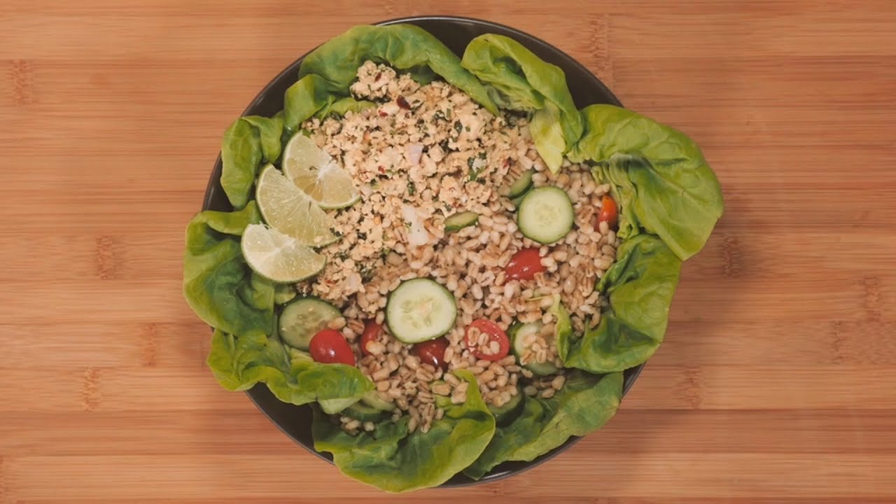 Ep 6 Tofu Larb in Lettuce Wraps with Barley Rice