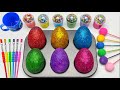 Fun Satisfying Video | Mixing All Lollipops & Rainbow Eggs from Glitter Slime | Cutting ASMR