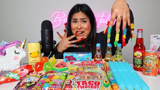 I Tried ASMR again...EDIBLE CANDY NAILS,  Freeze Dried Candy Mukbang 먹방