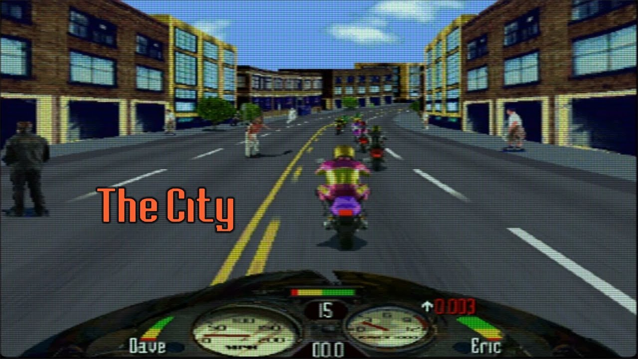 Road Rash The City level CRT TV Simulation. Windows 1997 Rerelease