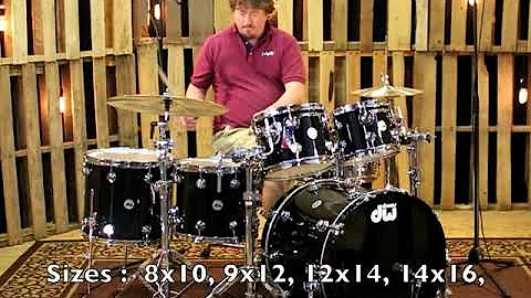 DW Collector's Series Shell Pack Solid Black Lacquer Custom Finish w/ Chrome Hardware