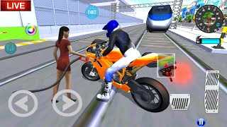 🎉🟩[LIVE]✅3D Driving Class Simulator  Bullet Train Vs Motorbike  Bike Driving Game - Android Gameplay screenshot 5