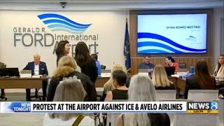 Protest at the airport against ICE and Avelo Airlines