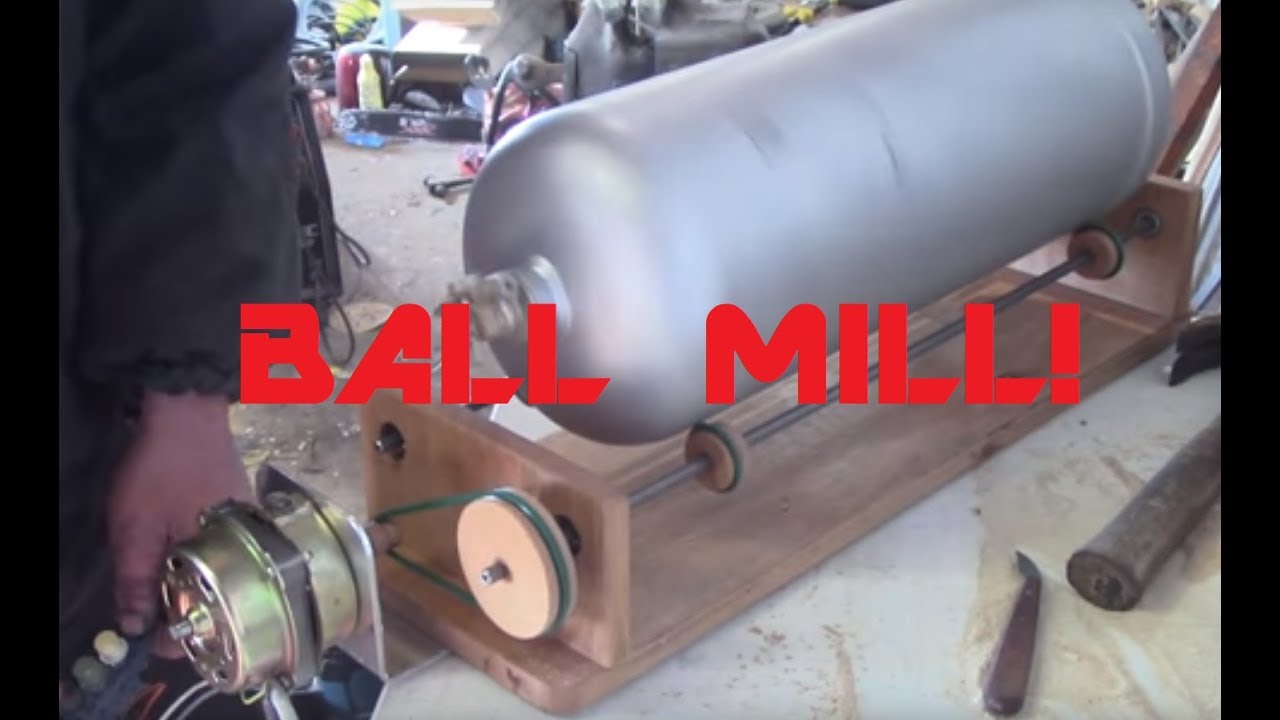 Making a ball mill from a fire extinguisher and an office fan