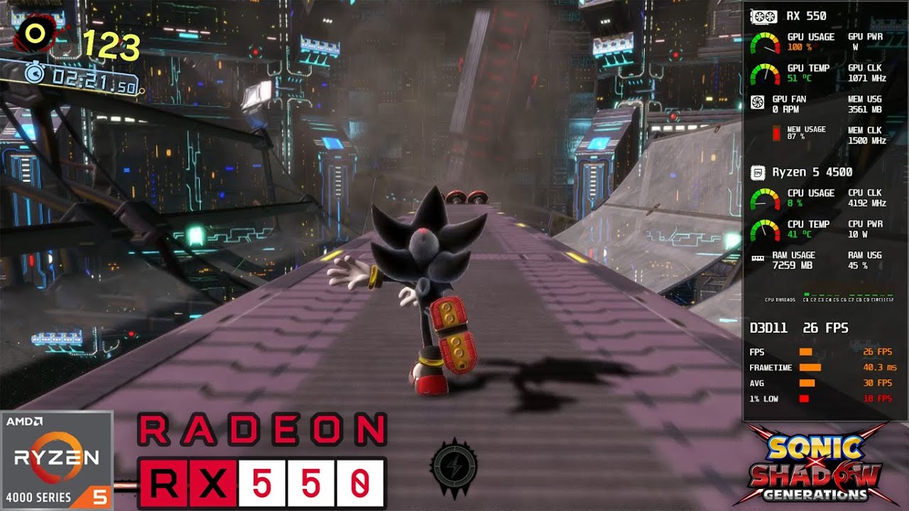 SONIC X SHADOW GENERATIONS | RX 550 4GB - YouTube