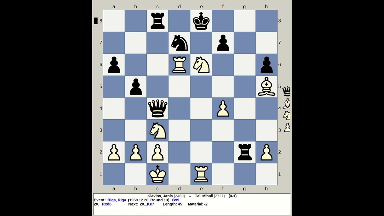 Klavins, Janis vs Tal, Mihail | Riga Chess 1959, Latvia