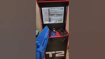 Arcade1up Terminator T2 cab siden light gun mod concept with spinner and pedals for time crisis