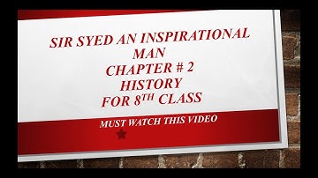 HISTORY || CHAPTER # 2 || SIR SYED AN INSPIRATIONAL MAN || FOR 8TH CLASS