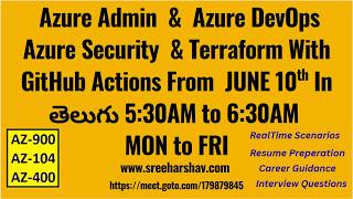 Real Time Azure Admin | Azure DevOps | Azure Security | Terraform | GitHub Actions |10th JUN 5:30AM