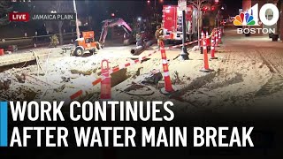 Repair and cleanup work still underway after Jamaica Plain water main break