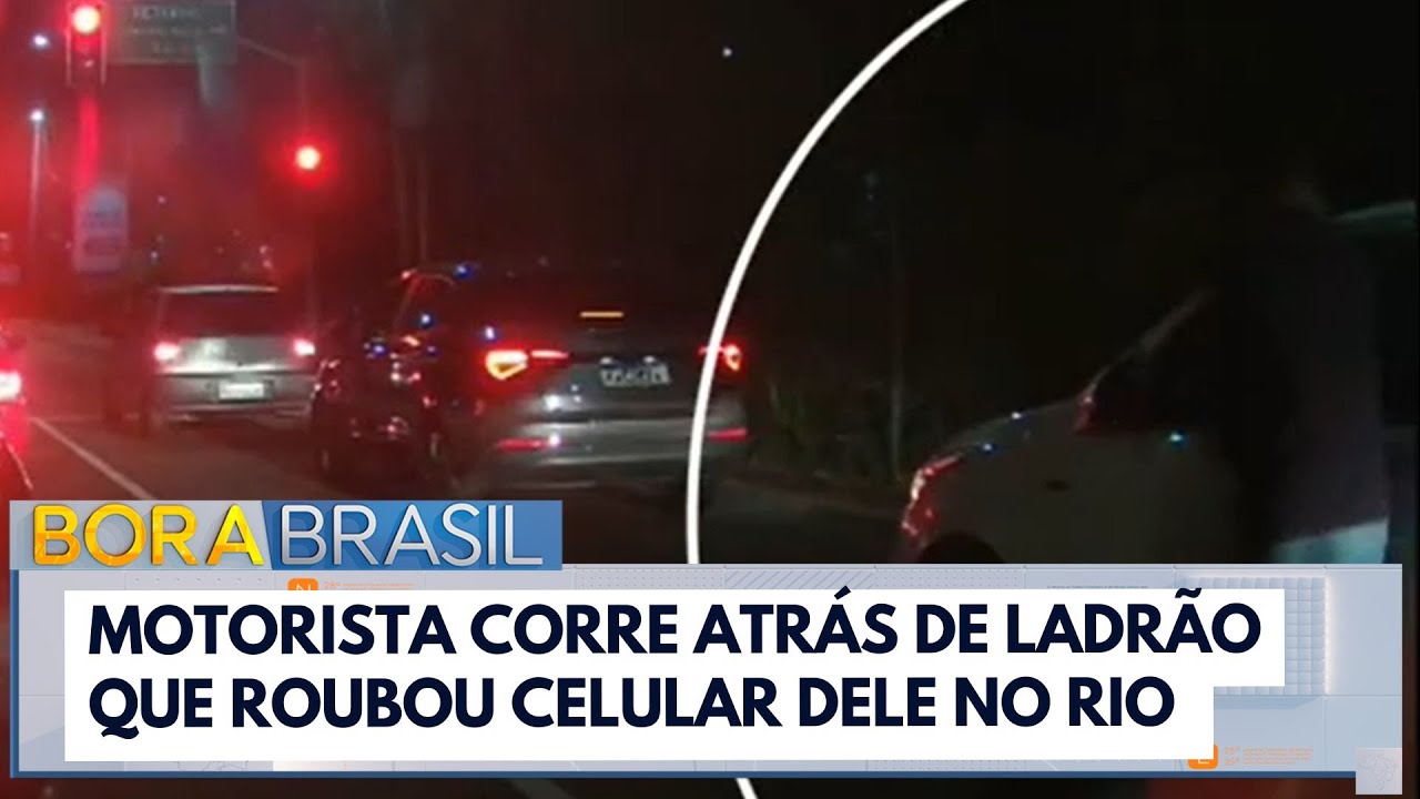 Motorista corre atrás de ladrão que roubou celular dele no Rio