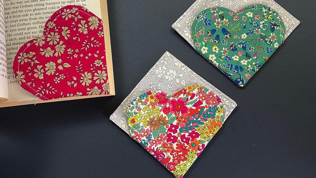 💖 DIY Love Heart Corner Bookmarks | Easy Sewing Tutorial | Book Lover's ...