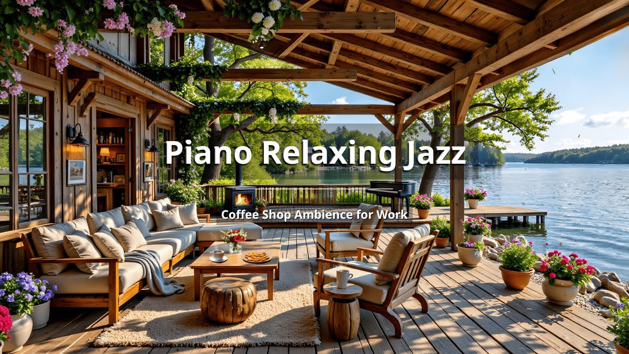 NO ADS | Cozy Spring Coffee Shop Jazz 🌸☕ Relaxing Piano Music for Work ...