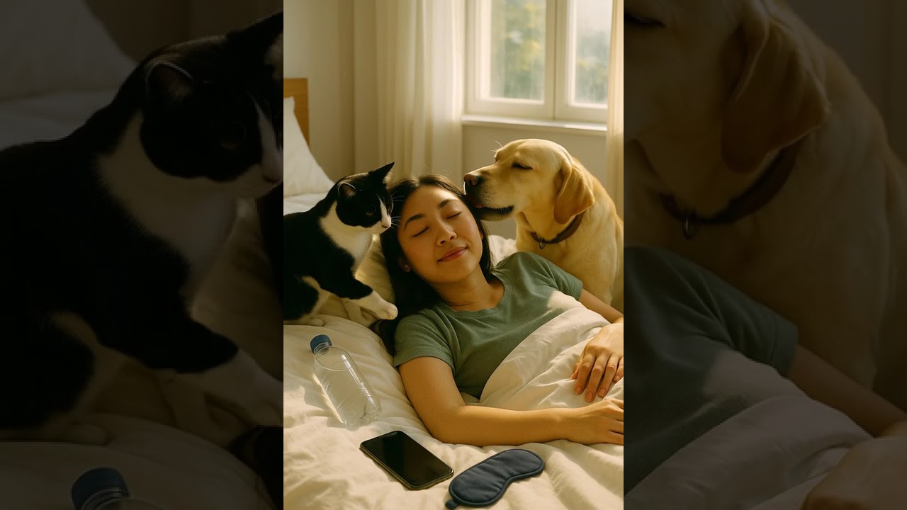 Who can wakes her first? Silent steps or Loud licks...... 