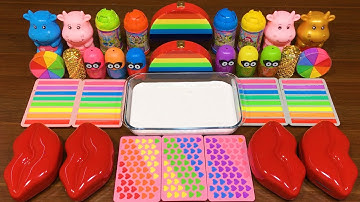 RAINBOW slime! Mixing random into GLOSSY slime!Relaxing Satisfying Slime Video #105