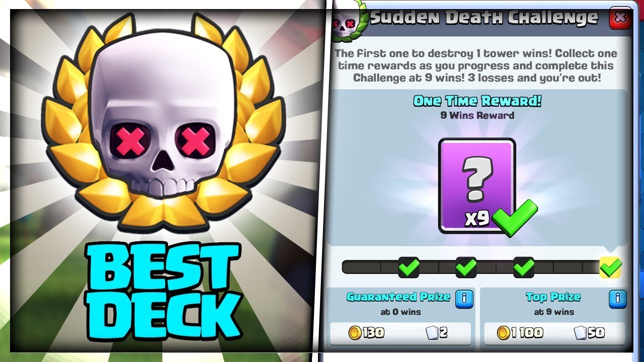 TOP 3 DECKS FOR "SUDDEN DEATH CHALLENGE" IN CLASH ROYALE! - EASY 9 WINS IN SUDDEN DEATH CHALLENGE!!