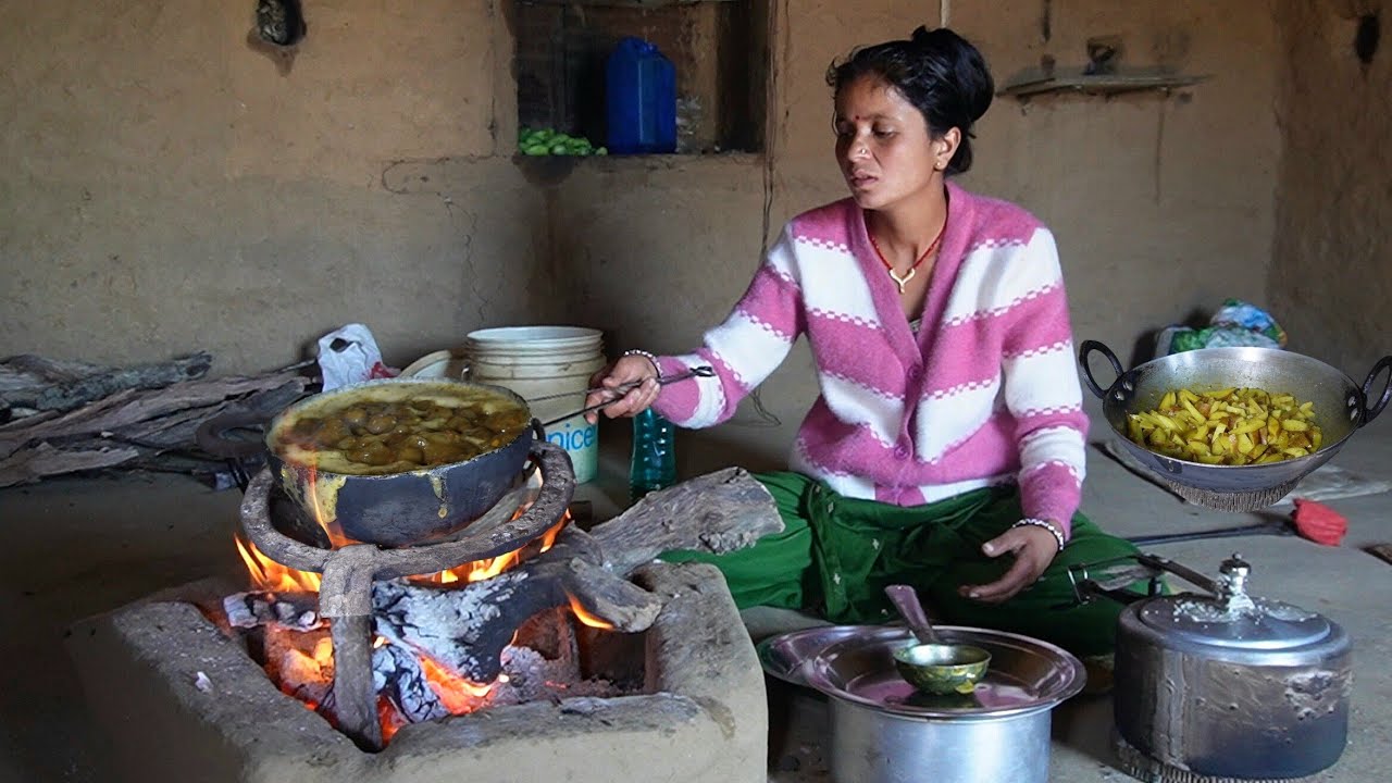 Simple Nepali Village Food Cooked Over an Open Fire — You Won’t Believe the Flavour!