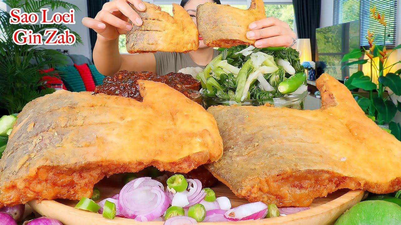 กินปลาส้มทอดกรอบ ‼️แจ่วปลาร้า ชะอม ผักมาเป็นสวนแซ่บๆจ้า