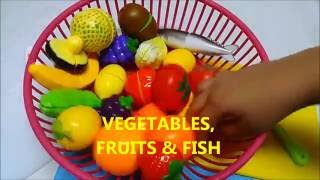Toy Cutting Velcro Fruits Vegetables And Fish Fun Chef Sebastian Learning Colors
