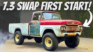 FIRST START! My 1959 F250 Finally Runs on a 7.3 Diesel Chassis!