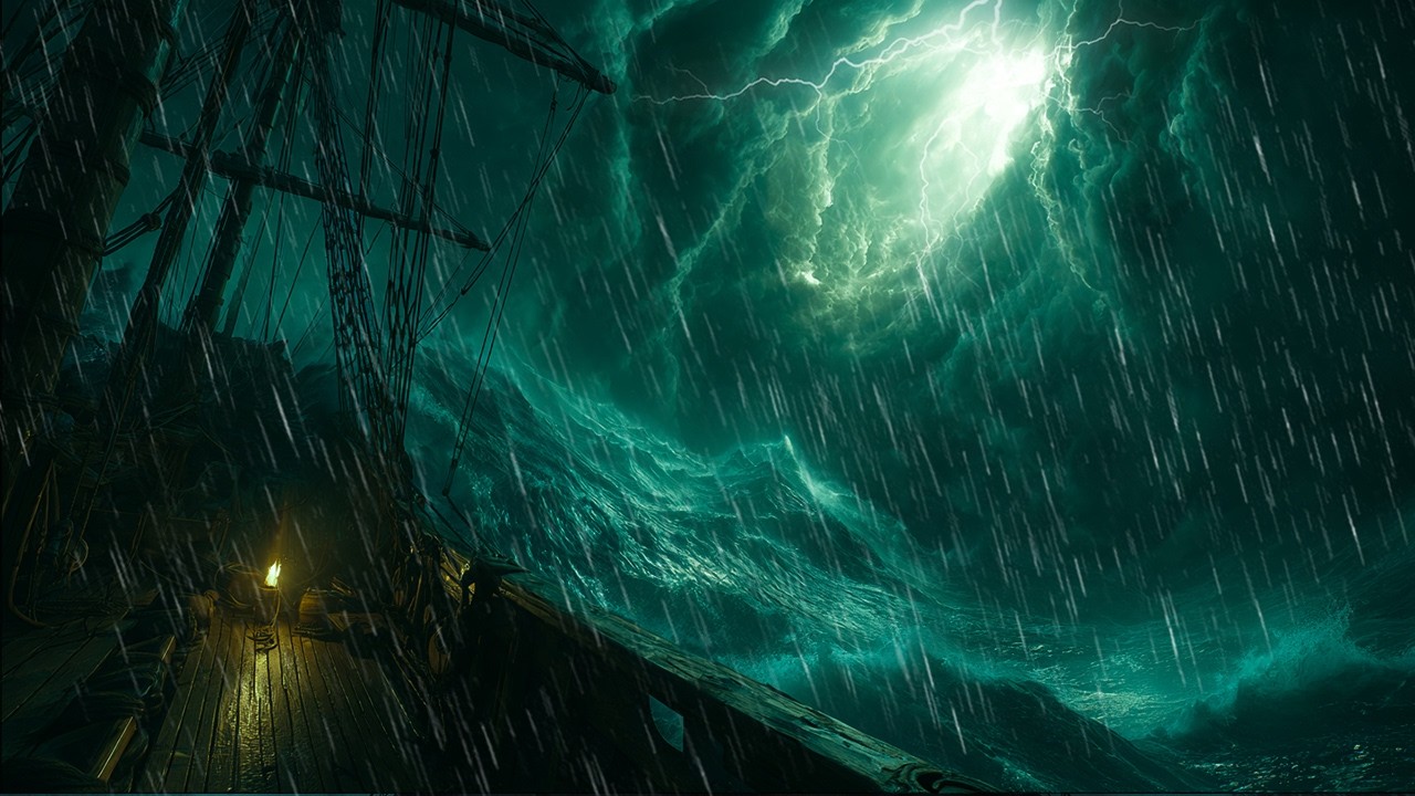 🌙 Stormy Night Sleep | Relaxing Boat Rain and Thunder for Stress-Free Sleep